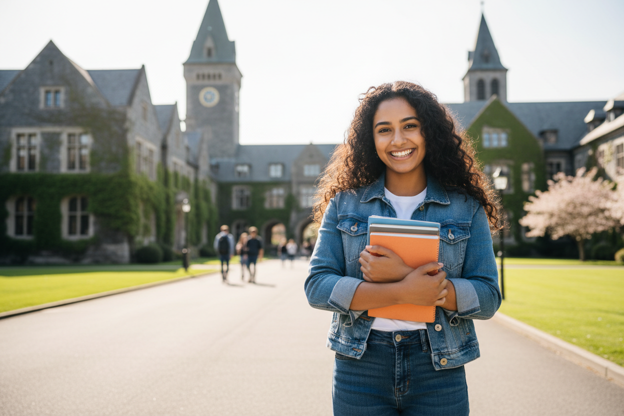 Student on university campus